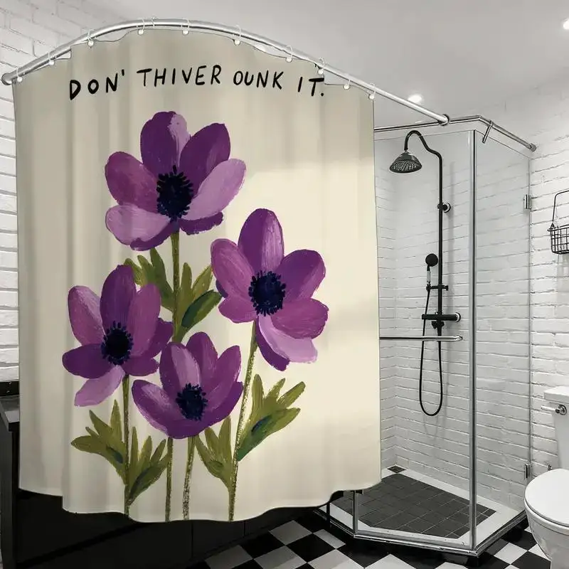 

Nonviolent Communication Plant Day Shower Curtain – Green Leaf Design, 12 Hooks, 70.87x70.87" Eco-Friendly Bathroom Decor