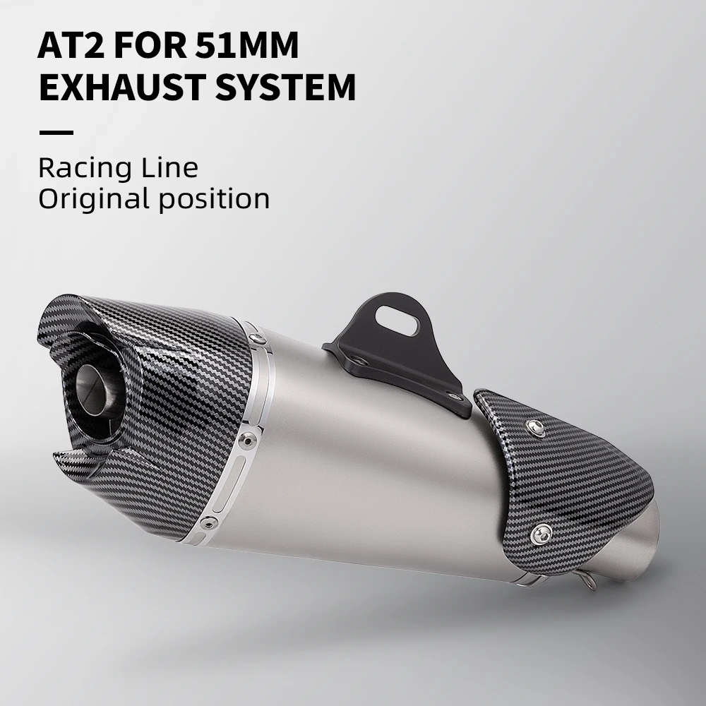 

AT2 universal motorcycle exhaust 51mm diameter muffler stainless steel tail exhaust pipe muffler
