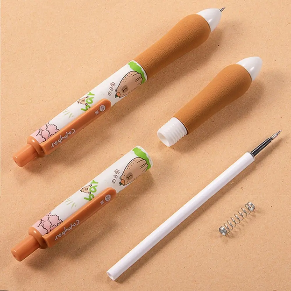 4PCS Cartoon Capybara Gel Pen Soft Grip 0.5mm Black Ink Neutral Pen Quick Drying Office Signature Pen Gift