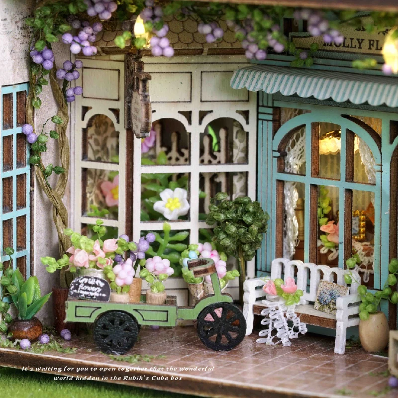 Holz Miniatur Puppenhaus 3D Puzzle Montage Gebäude Modell Kit Kleine Zimmer Spielzeug Hause Mit Möbel Beleuchtung Holz Handwerk Geschenk – Detail 36