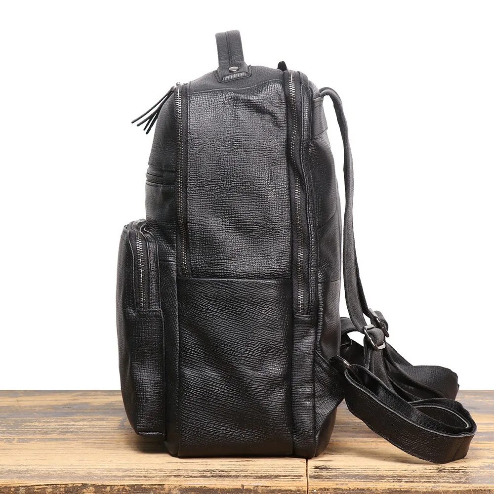 Nesitu 高品質 A4 黒牛革トップグレイン本革 15.6 14 ''ラップトップ女性男性バックパックトラベルバッグ M1310