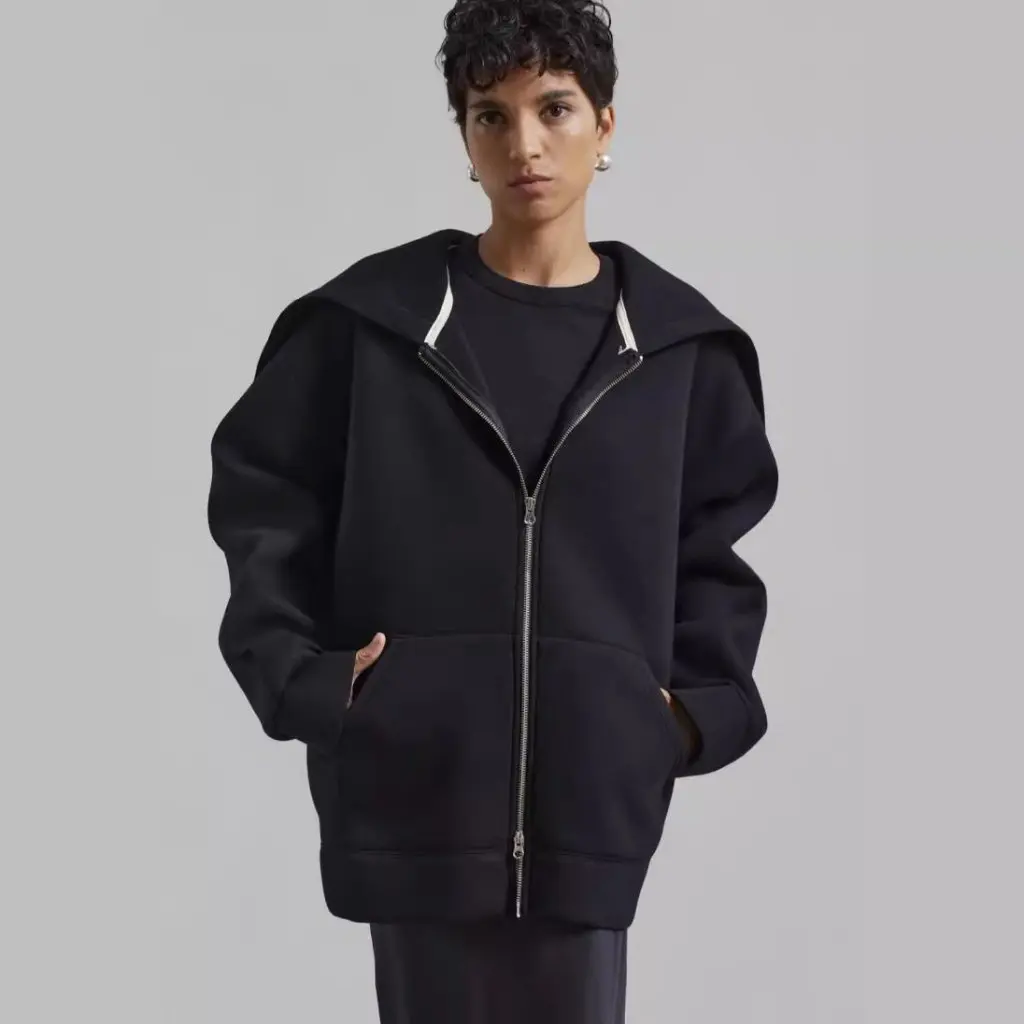 سترة كاجوال فضفاضة بأكمام طويلة وسحاب مزدوج مفتوح من ART Frankie Shop للنساء