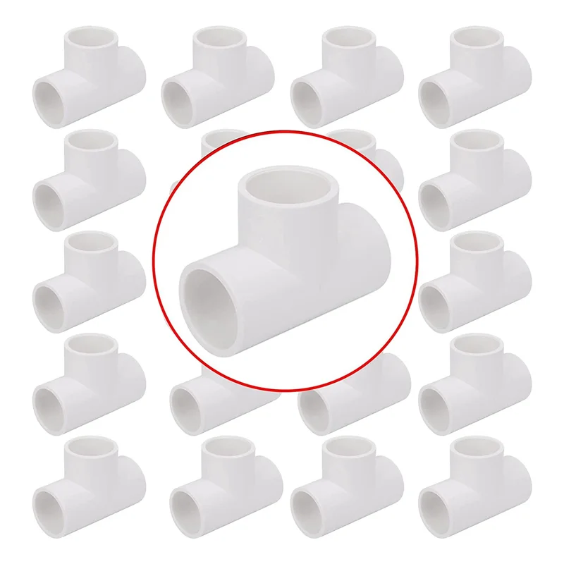 

ABGE-20 Pack 3/4In Tee 3 Way PVC Pipe Fittings Connector, Furniture Grade Elbow Fitting For DIY Garden Shelf Accessories