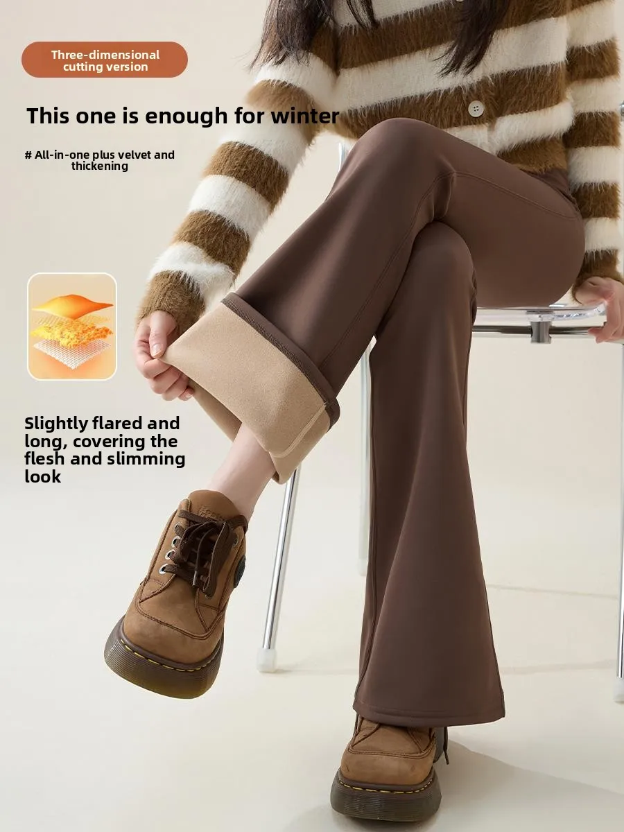 

High Waist Slimming Casual Women's Yoga Pants Rouje Dsyle Versatile Straight Leg Pants Polyester Fiber Warmth Comfortable Fit