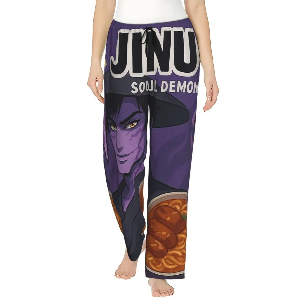 

Pajamas For Women Jinu Ramen Flavor KPop Demon Hunters Room Pajama Trousers Soft Elastic Waist Sleeping Pants Elegant Nightwear