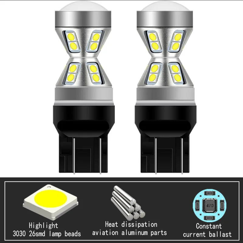 2pcs Car W21/5W 7443 T20 Canbus Error Free LED Front Daytime Running Lights Bulbs Auto 580 DRL Lamps For Fiat 500 2009 2010-2016