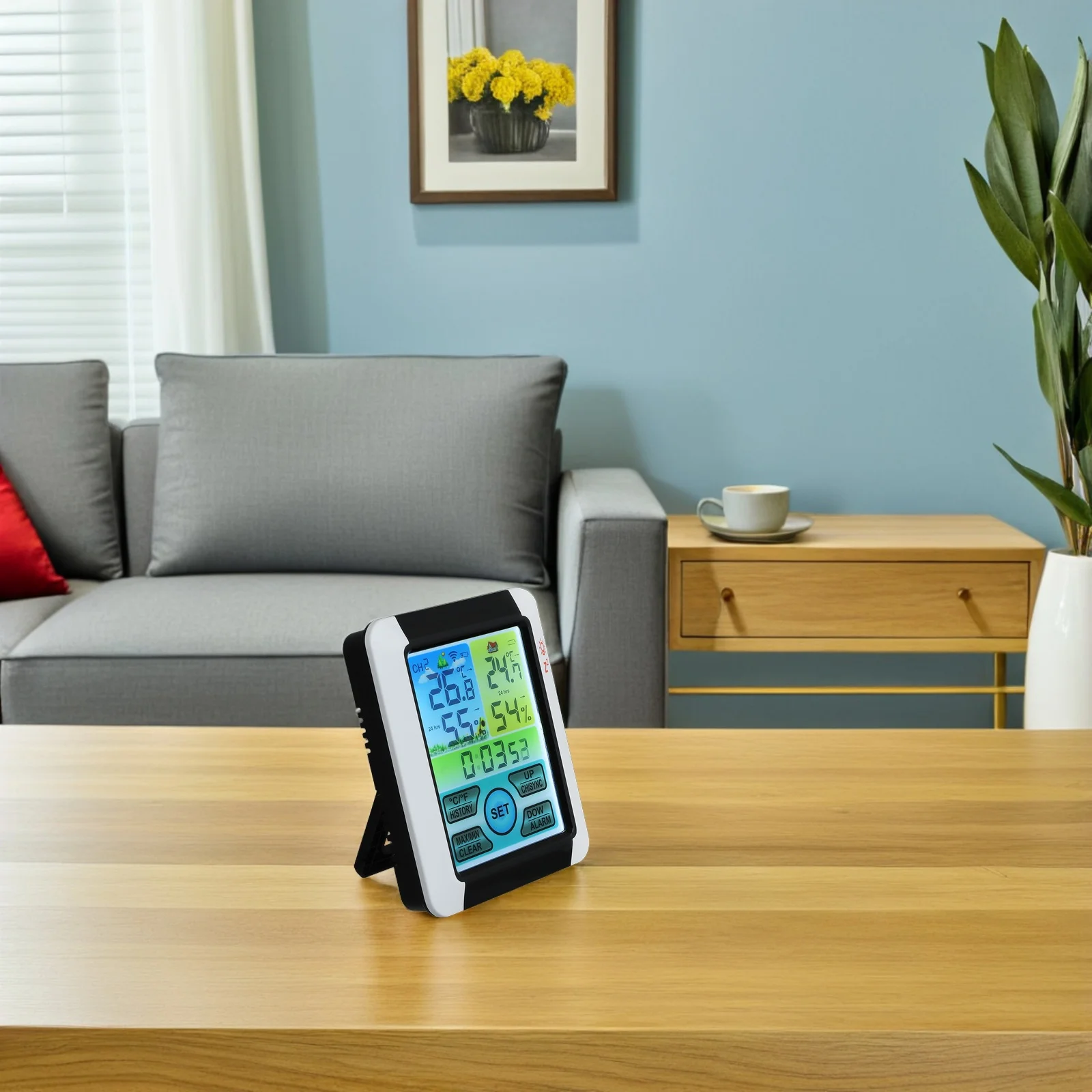 

Smart Weather Clock Waterproof Wireless Hygrometer Backlit Screen Alarm Snooze Indoor Outdoor Temperature Humidity Monitor Large