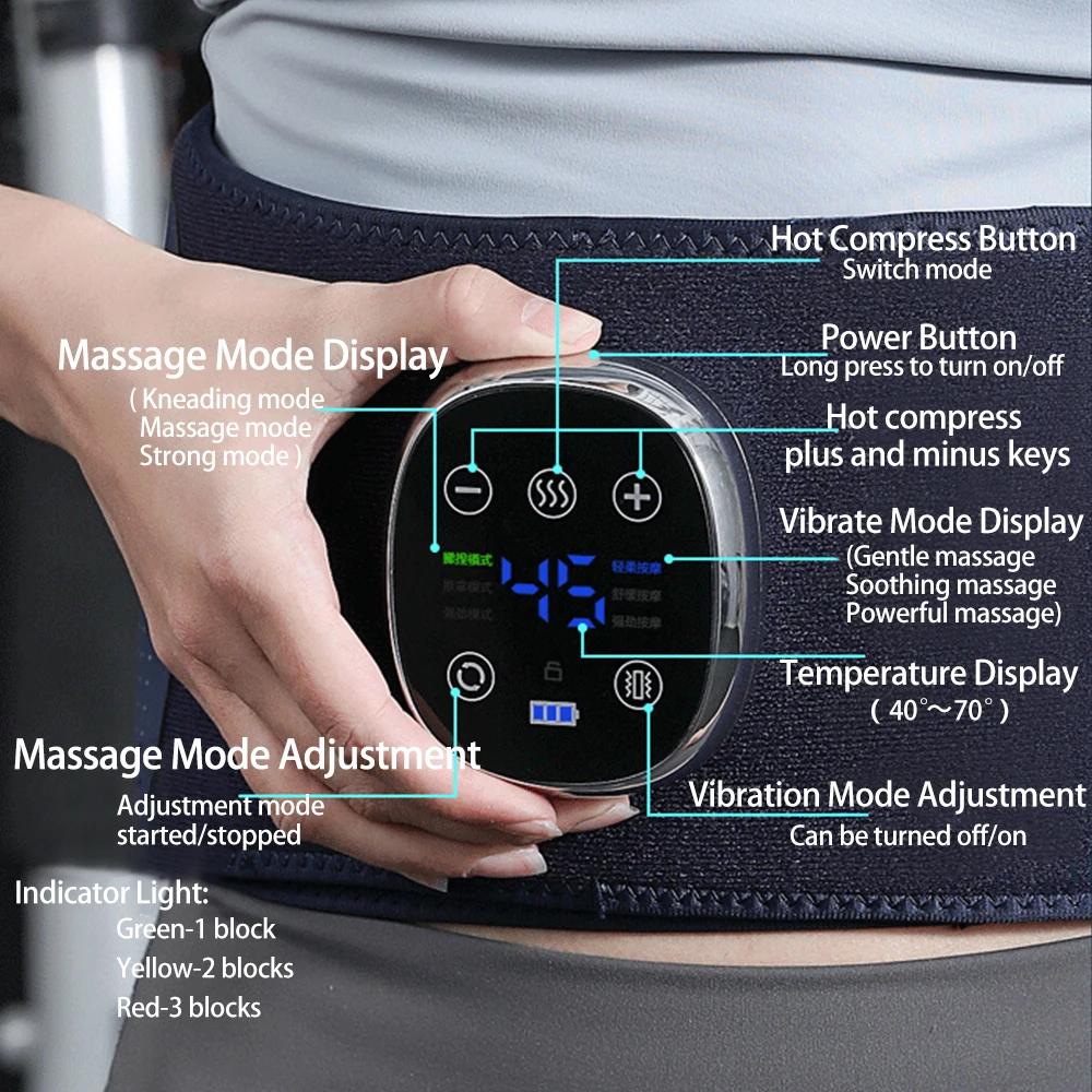 Electric Heating Waist Massager Vibration Hot Compress Lumbar Brace Belt Waist Massage Back Support Relax Blood Circulation