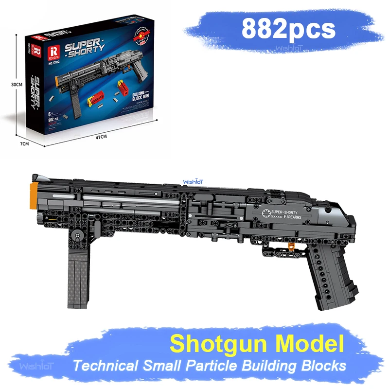 

77002 Super Shorty Blocks gun Model 882Pcs Military Guns Series DIY Toys Building Blocks Boy Christmas Gift