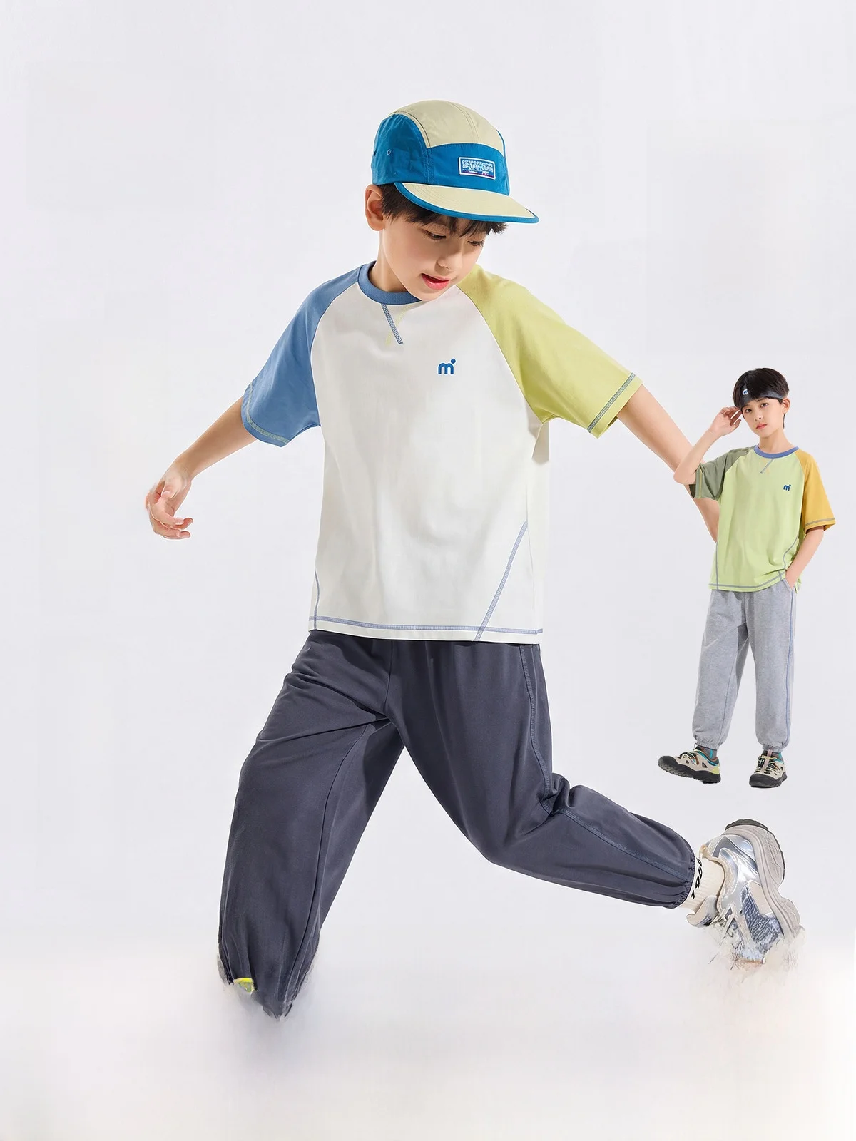 bluem-children's-sportswear-set-boys'-outdoor-breathable-short-sleeve-trousers-casual-cotton-blend-fabric-summer-collection