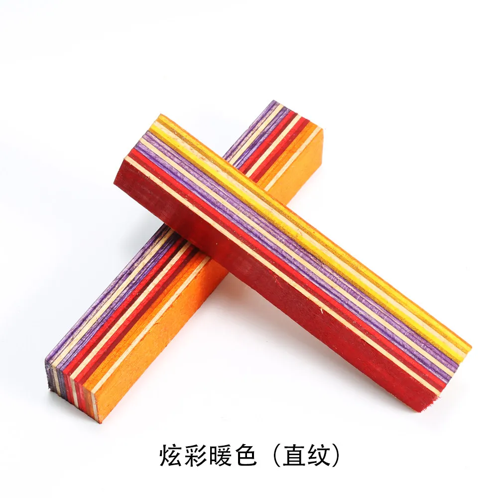 Colored wood Colored Solid Wood Multi-layer Compressed Wood Pen Knife Handle Buddha Bead Carving Materials Colorful Material image 3