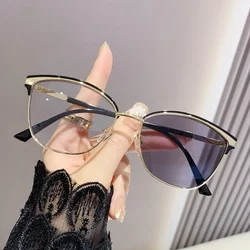 Anti Blue Light Photochromic Myopia Glasses Intelligent Color Changing Near Sight Eyewear Unisex Cat Eye Frame Eyeglasses