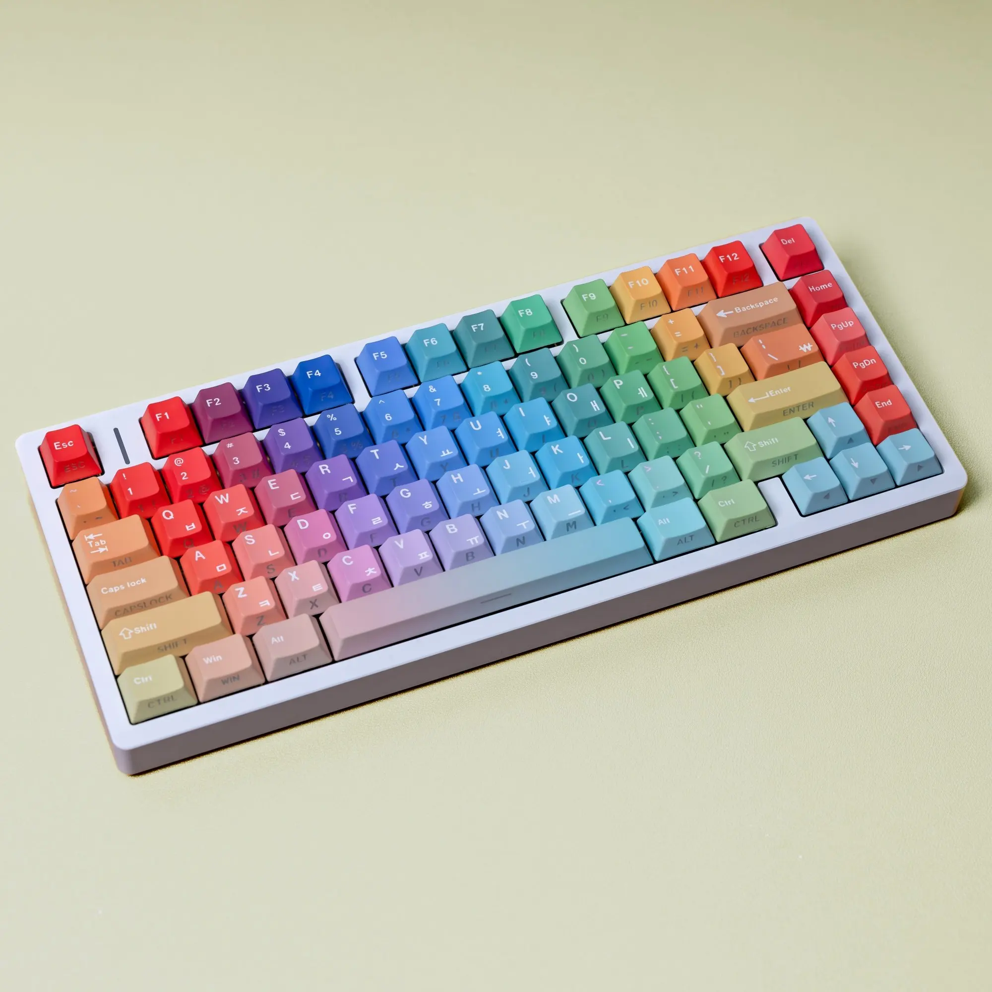 Korean Russian Japanese Spanish Custom Cherry Profile Double Print Keycap Rainbow Gradient 130 Key Caps for AJAZZ AULA Gift