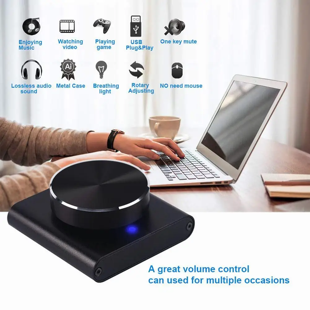 

Volume Control Adjuster with Play/Pause/Back/Forward USB Volume Control Knob Metal Volume Knob with USB Cable for Windows/ Os