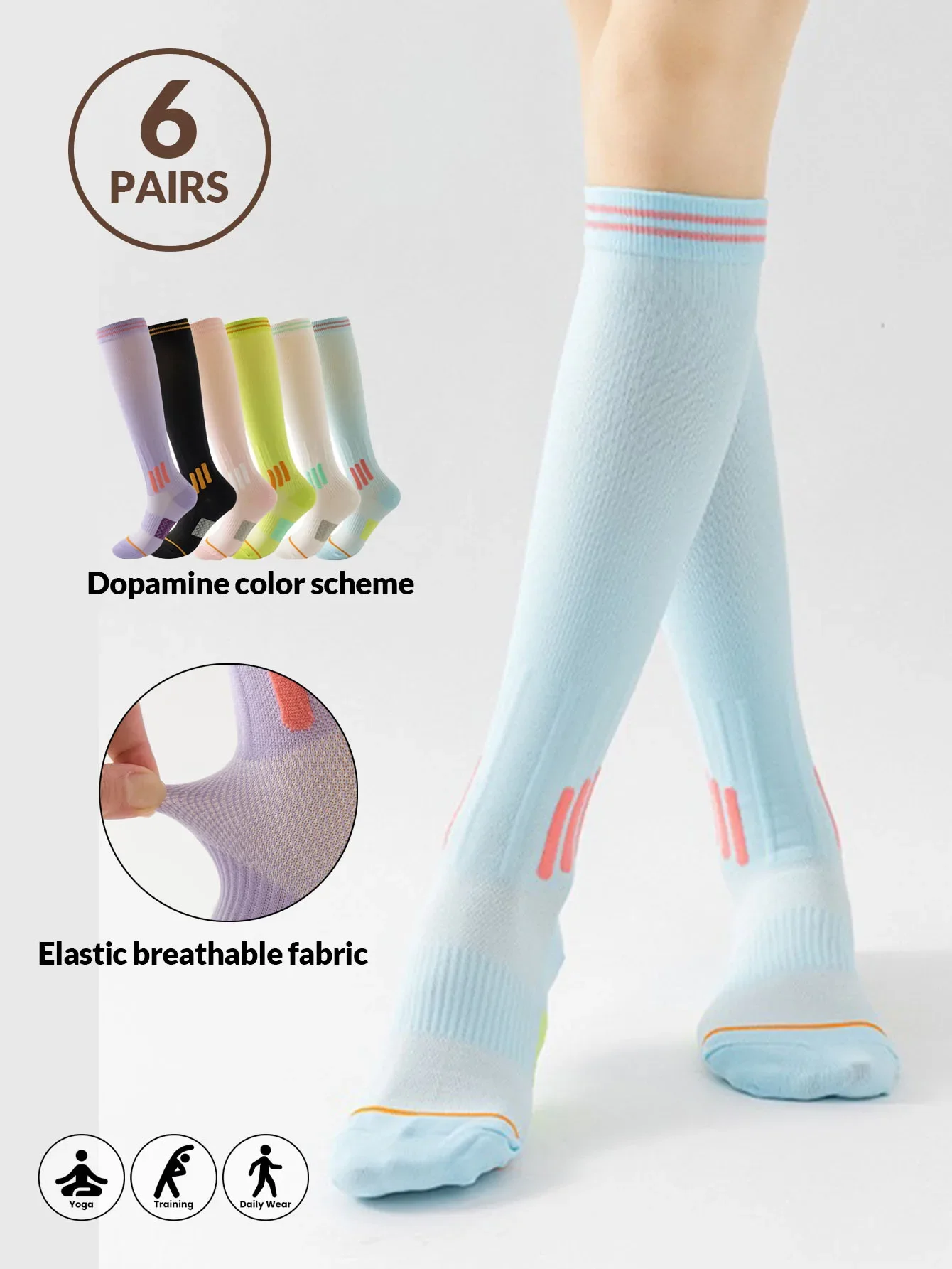 1 pair Compression Sport Socks Running Skipping Yoga Socks Trendy Professional Sports Socks Nursing Athletic Soccer Stocking