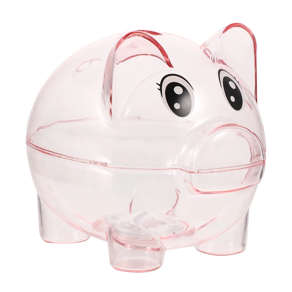 Grande cofrinho transparente para crianças, jarra de economia de moedas, pote de dinheiro de mesa, suporte decorativo rosa, cofrinho infantil