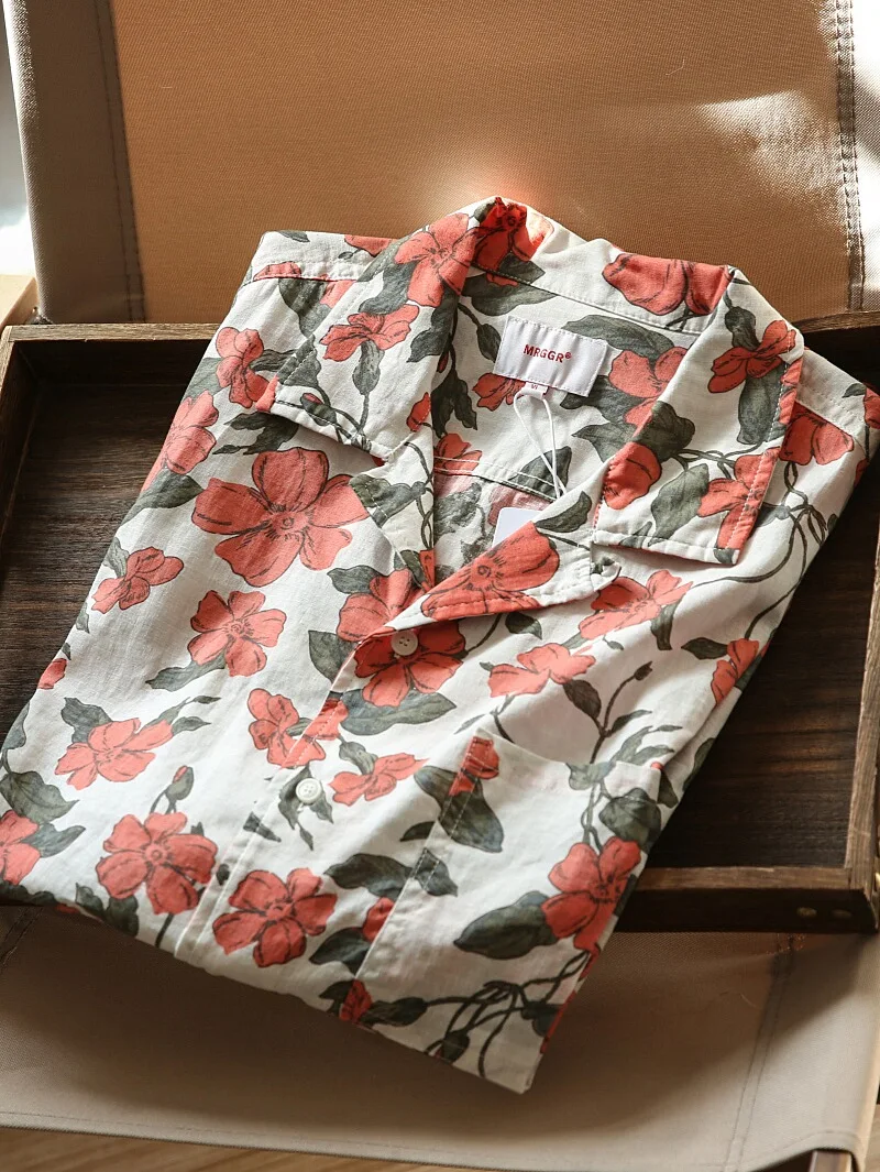 

Summer Casual Cuban Collar Print Linen Blend Men's irt Faionable Versatile ort Sve Breathable Lightweight American S...
