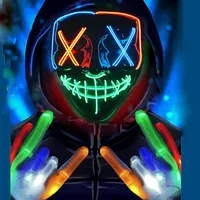Led Mask Halloween Carnival Christmas Masquerade Party Night Club Luminous Movie Theme Mask The Purge Glowing Cosplay Mask