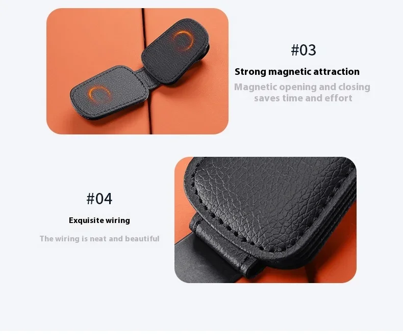 2-teiliger Sonnenbrillenhalter, geeignet für Auto-Sonnenschutz, magnetischer Sonnenbrillenclip aus Leder und Ticketclip, Auto-Sonnenschutz-Zubehör – Detail 18