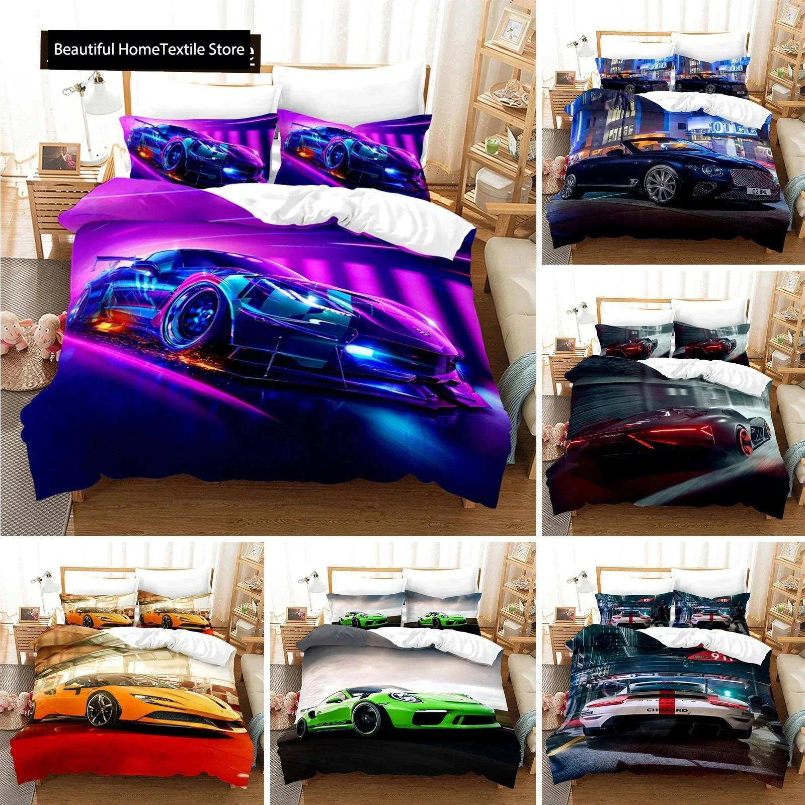 

Sports Car Luxury Bedding Set Duvet Cover Bedroom Comforter Covers Single Twin King Size Quilt Cover Home Textile