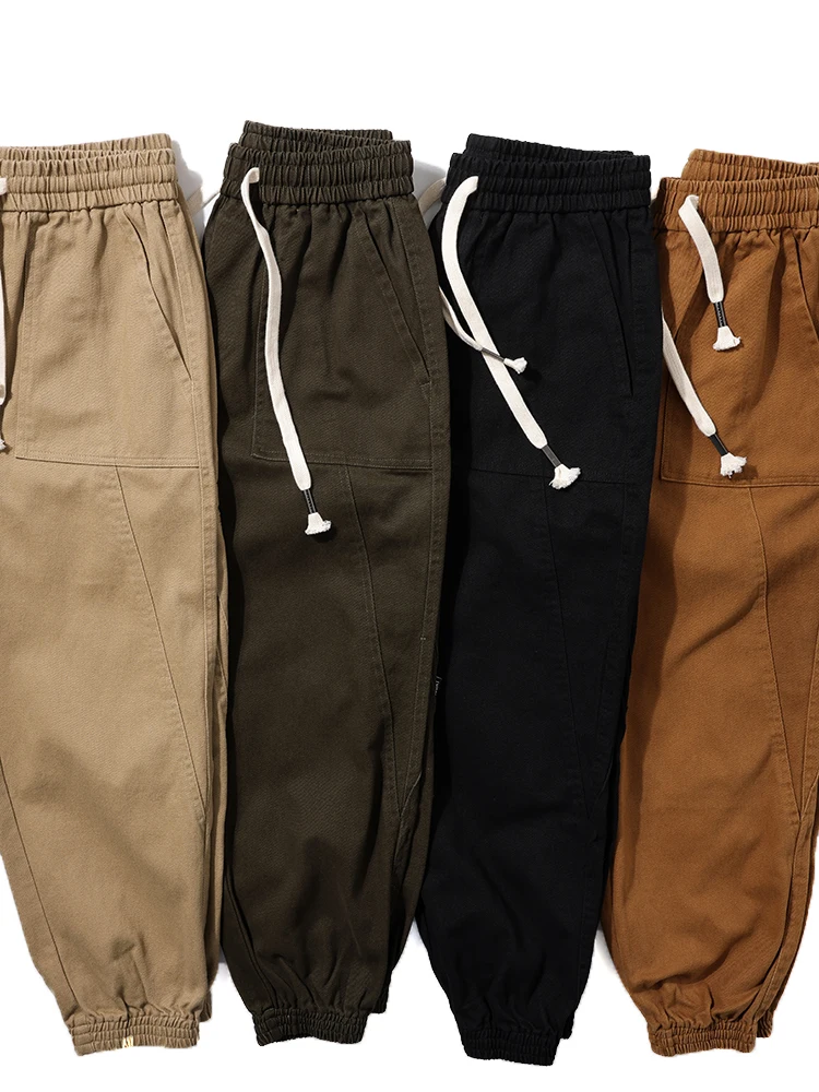 

Washed Pure Cotton Men's Casual Pants Trendy Workwear Trousers Comfortable Loose Fit Spring Autumn Youthful Energy Style