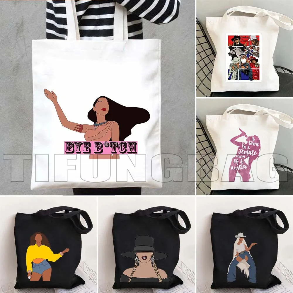 Love Beyonce Singer Poster Fan Cute Gifts Men Women Girls Canvas Tote Bag Shoulder Shopper Cotton Handbag Shopping Hand Bags