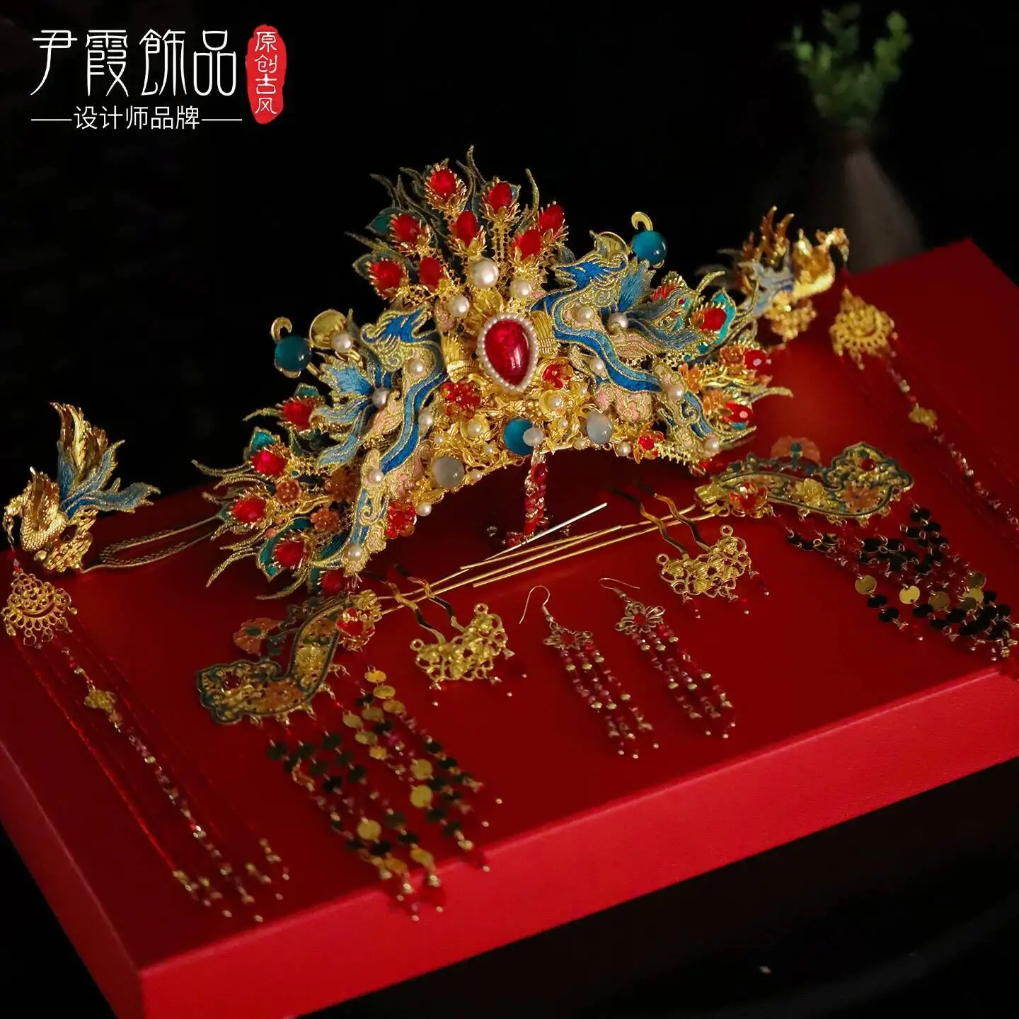 

Ming Dynasty-style Small Hair Crown, Hanfu Headpiece, Bridal Phoenix Crown, Chinese-style Wedding Hair Accessory, Suzhou