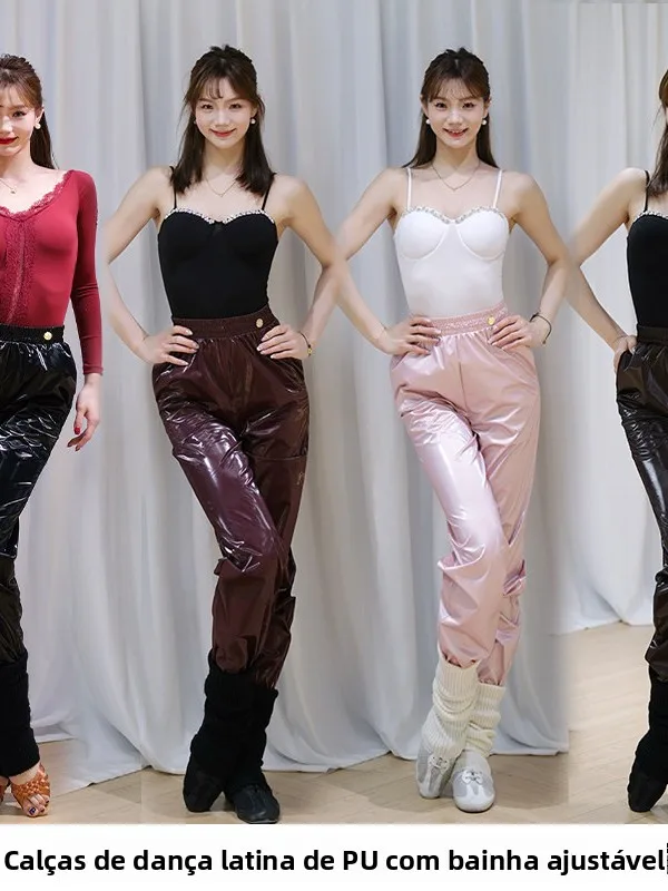 women's-latin-dance-practice-suit-sweatpants-glossy-leather-hot-sweat-pants-v-neck-winter-warm-up-dance-pants-competition