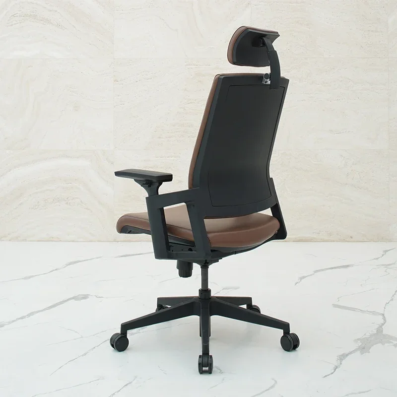 Simple and modern brown high-back West leather boss chair, multi-functional adjustment leather executive chair