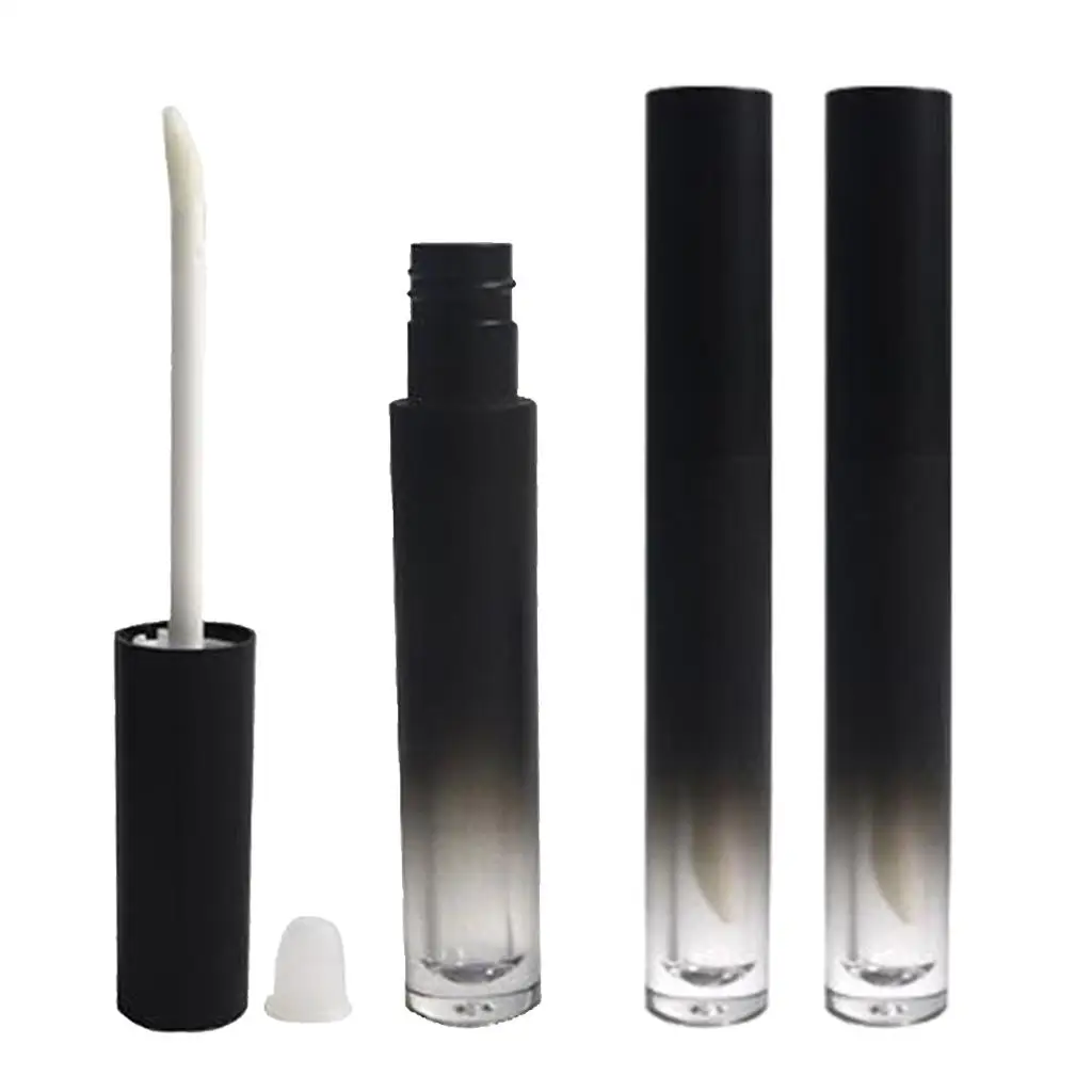 3x 4.5ml Matte Black Lip Gloss DIY Tubes with Wand Lip Stain Storage Bottles