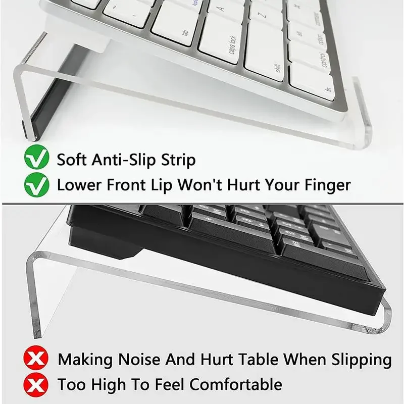 Computer Keyboard Tilted Holder Acrylic Heighten Stand Ergonomic Clear Acrylic PC Keyboard Display Tray for Office Desk and Home