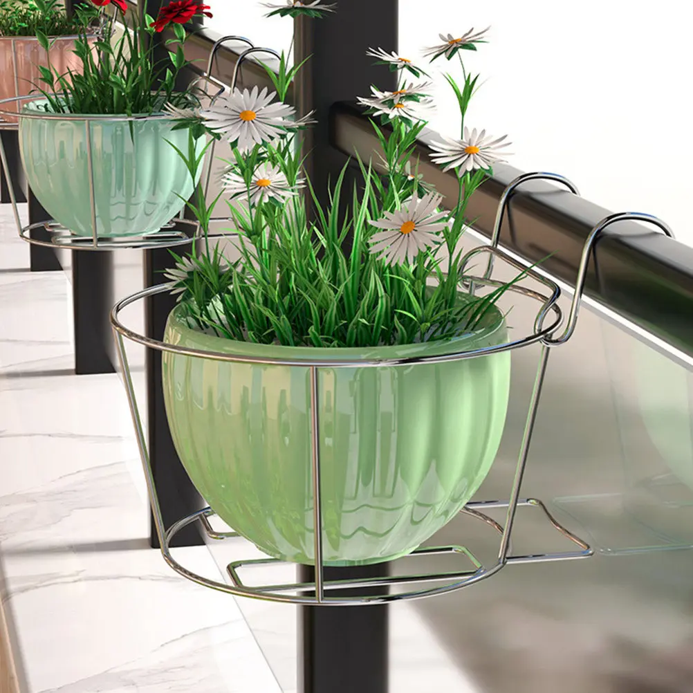 Stainless Steel Flower Rack Hanging Plant Pot Holder for Balcony Indoor Outdoor Use Decorative Succulent Pot Shelf Gardening view 4
