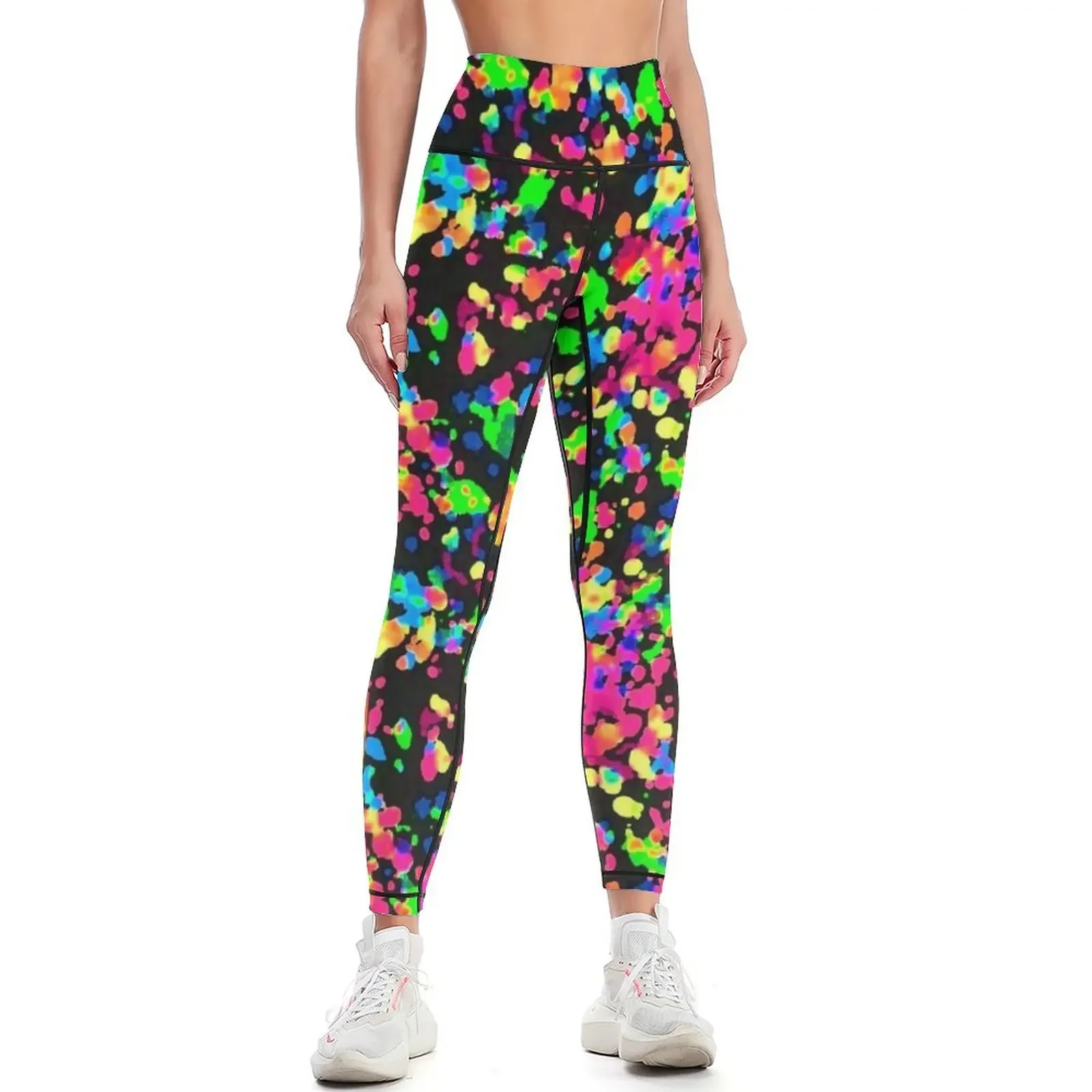 

Blacklight Neon Paint Splatter Leggings push up tights for Golf wear Womens Leggings