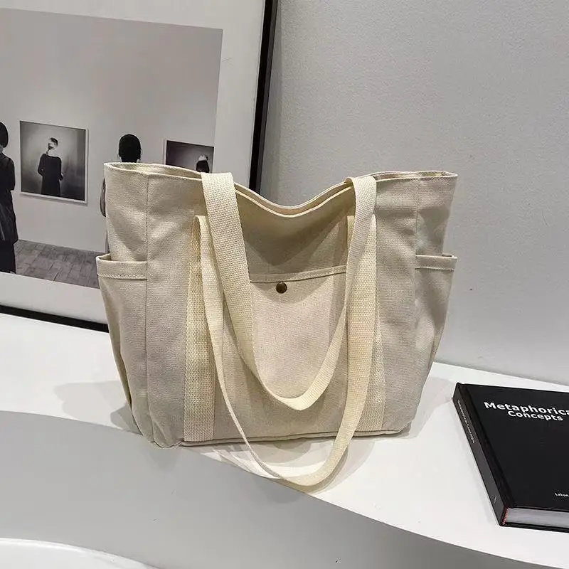 Canvas Shoulder Bag For Women Large Capacity Student Handbag_voghion.com