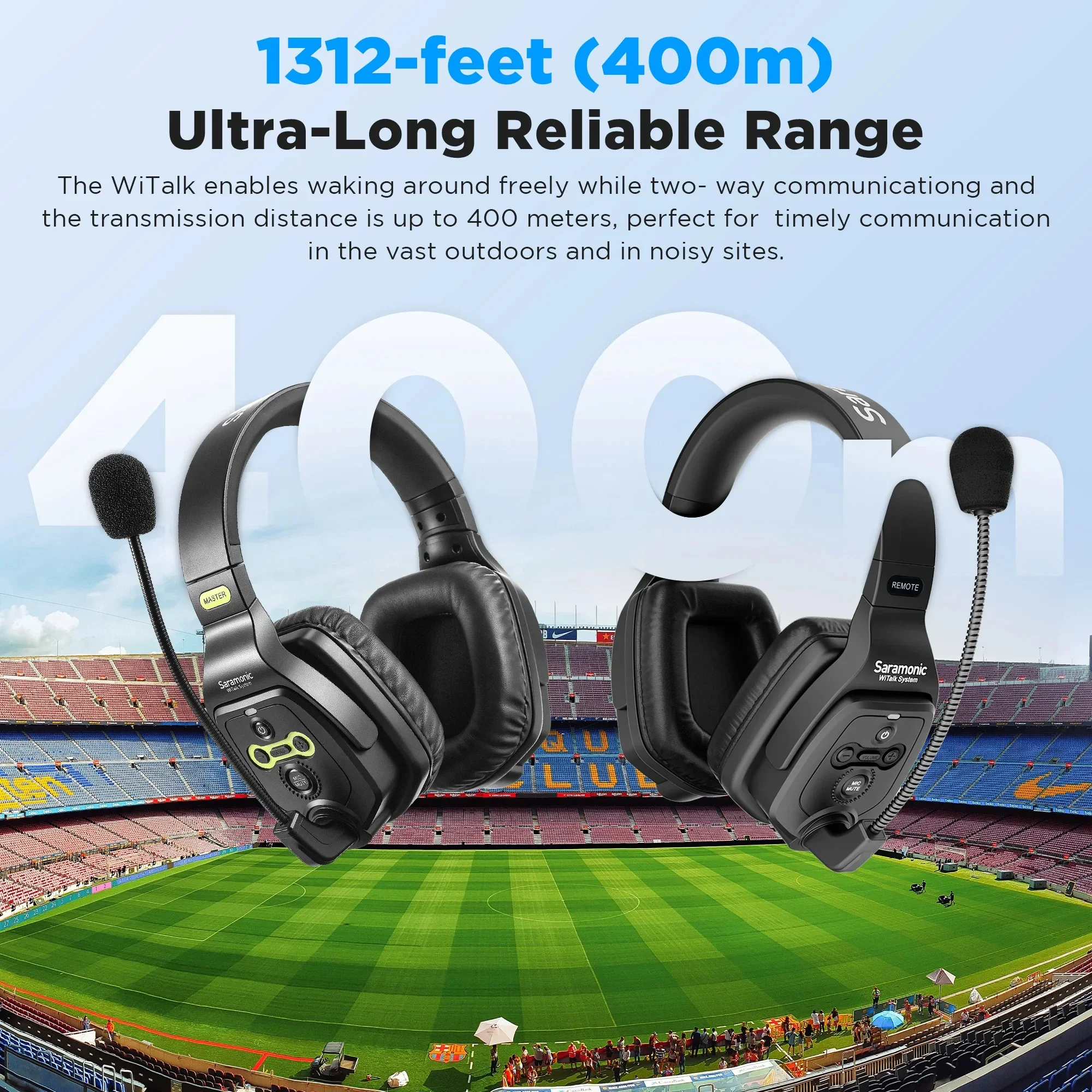 Saramonic Witalk WT9D Full Duplex Wireless Intercom Headset System Team Communication Headsets Microphone For Film Stage Sports