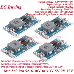 1Pc-20Pcs Mini560 Pro 5A DC-DC Mini 560 PRO Step-Down Buck Stabilized Voltage Power Supply Module 6-30V To 3.3V 5V 9V 12V Output