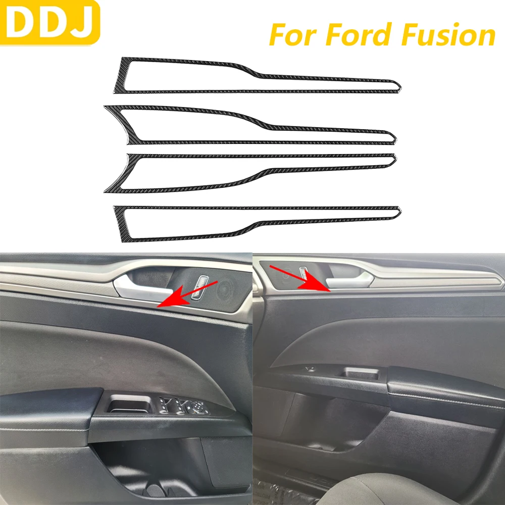 

For Ford Fusion 2013-2021 Carbon Fiber Front Rear Inner Door Handle Frame Trim Cover Car Accessories Interior Decoration Sticker