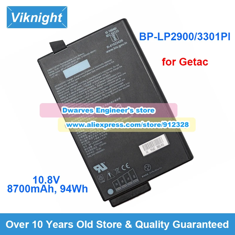 Genuine BP-LP2900/3301Pl Battery 338911120104 10.8V 8700mAh 94Wh for Getac BP-LP2900/3301P1 Rechargeable Li-ion Battery