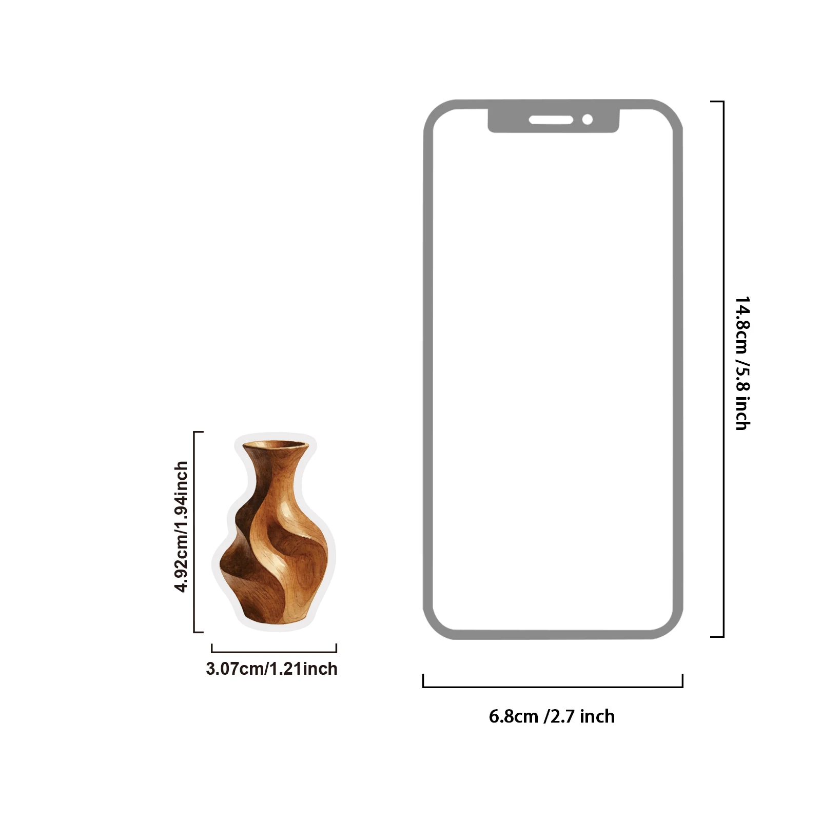 Etori Life Brown Floral Sandalwood 20Pcs Watercolor Brown Tone Wooden Vase Pet Stickers Vintage Texture Container Decoration Material for Laptops, Phone Stickers, Suitcases, Craft Scrapbooking Supplies, Office Decoration Accessories, Room Decoration, DIY Artwork, Gift Paper Bags, Card Making, Birthday Gifts, Toy Stickers, Stickers That Are Not Easily Damaged by Water
