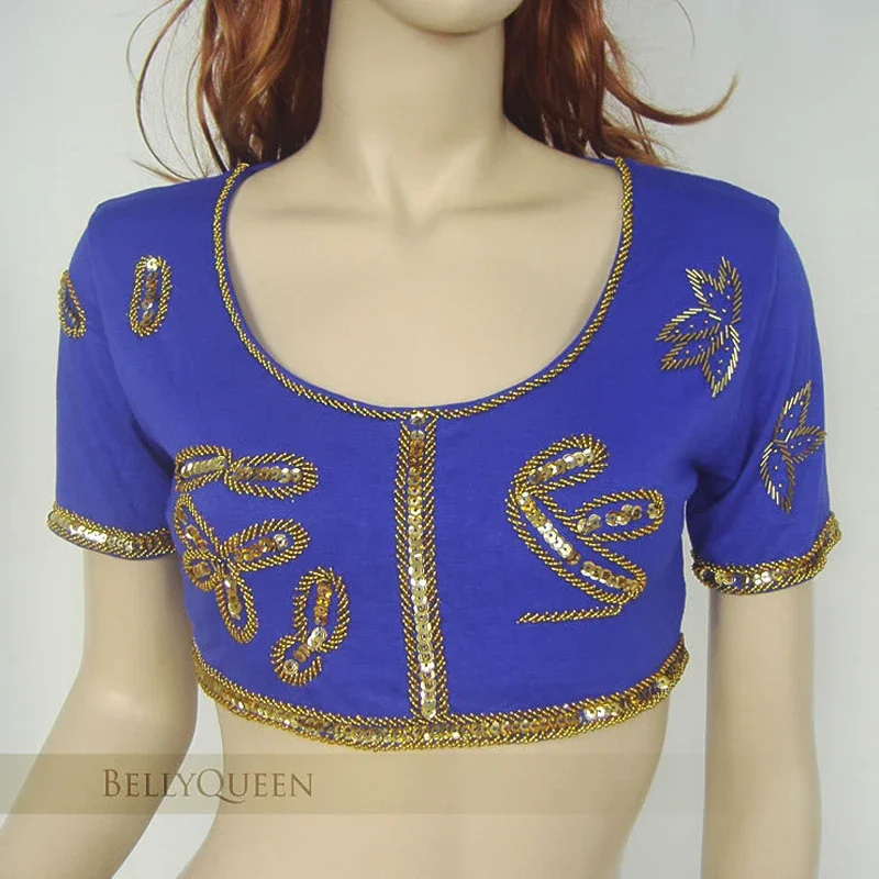 Women Belly Dance Top Belly Dance Costume Sequins Beads Bra Top Vest Blouse Yoga Top 10 Colors