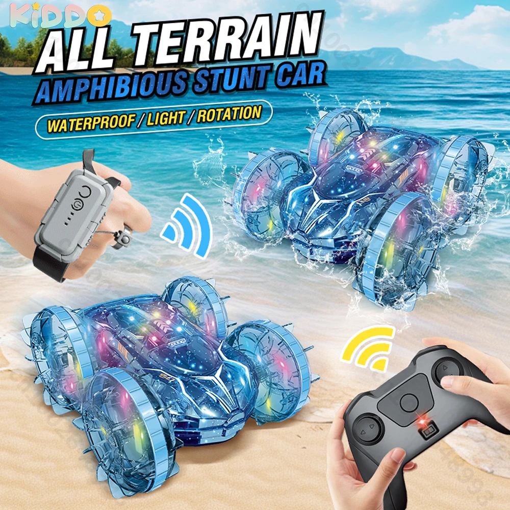 

Amphibious RC car waterproof Gesture Sensor stunt car double side flip drift drive 360 rotation rc cars Lights Kids Toys Gifts