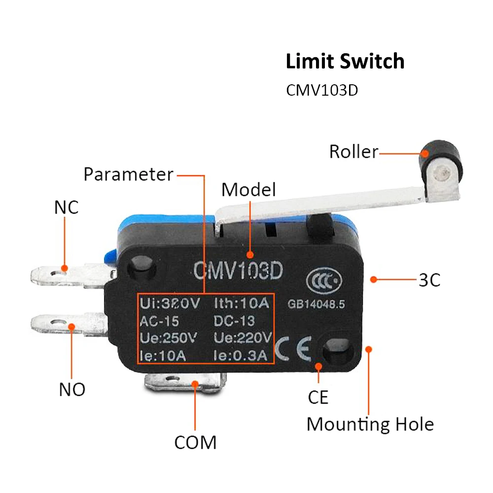 HAOJIAYI High Quality Small Limit Switch CMV103D Momentary Micro Switch Long Handle for CO2 Laser Cutting machine