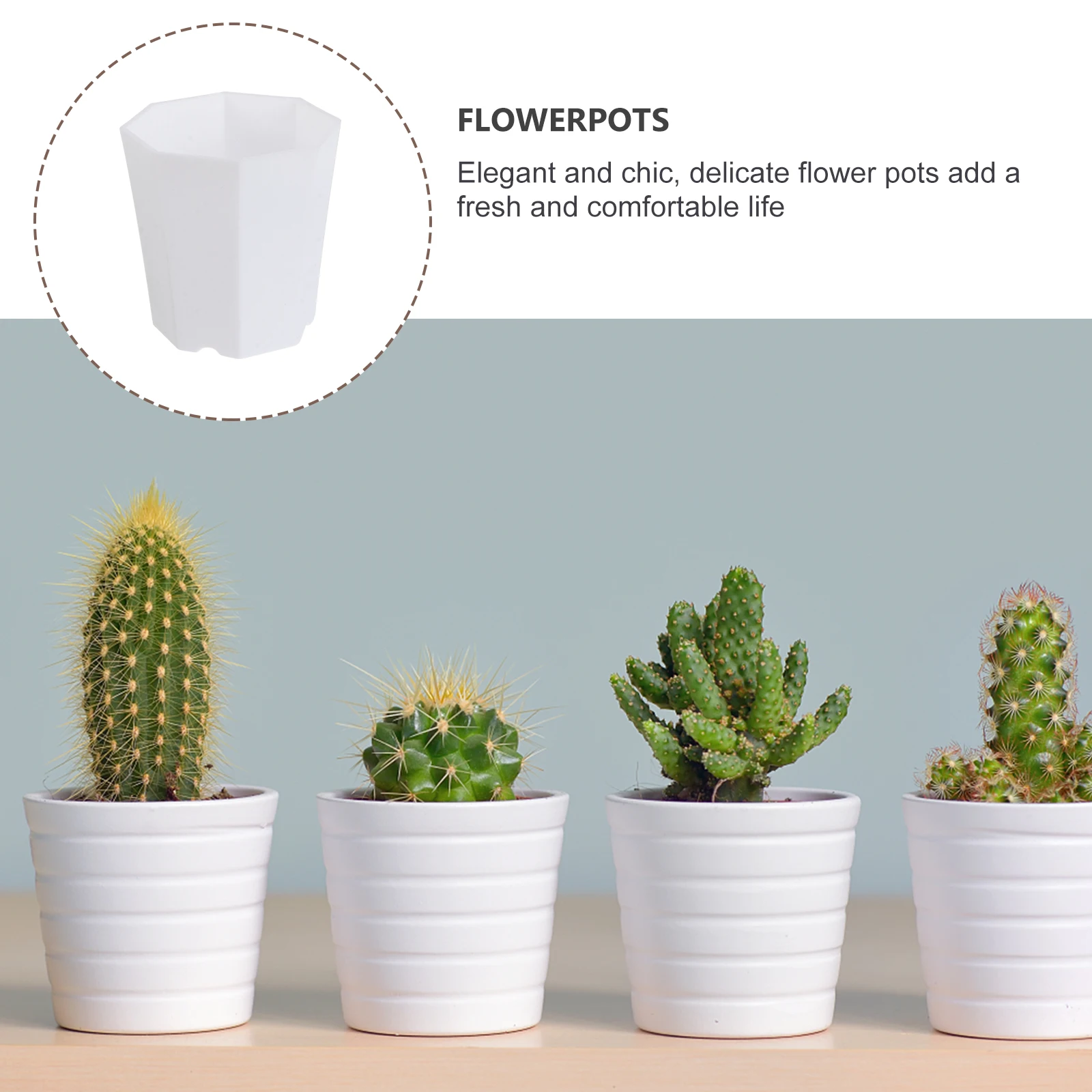 

5pcs Resin Flower Pots Simple Plant Pot With Drainage Holes Lightweight Durable Decorative Flowerpot For Home