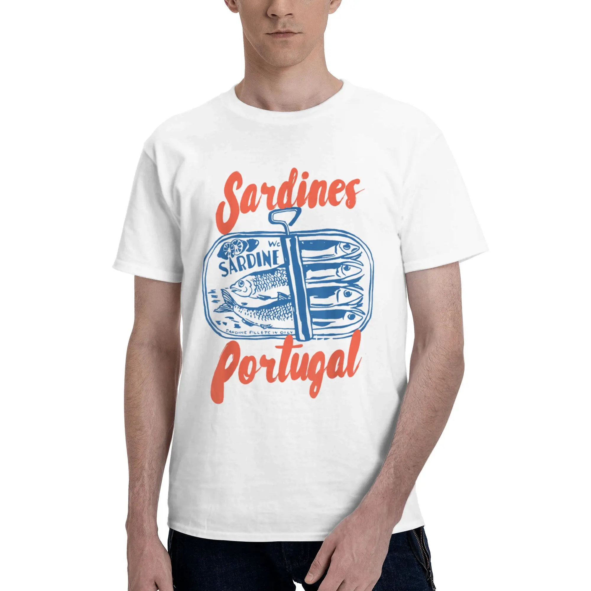 

Sardines Tinned Fish Retro Graphic 100% Cotton T Shirt For Man Summer Streetwear T-Shirts Crewneck Trending Tees Oversized Tops