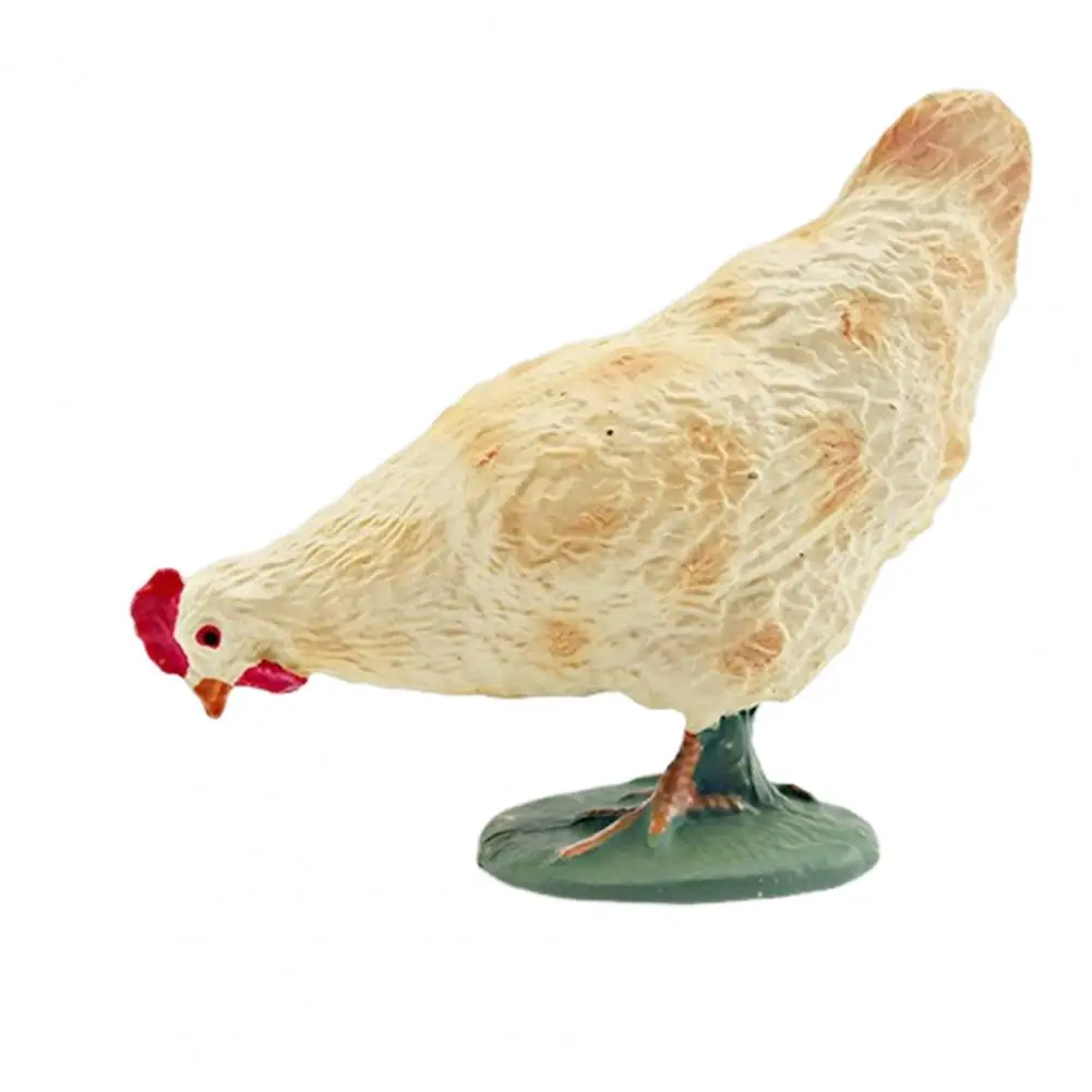Polish Chicken Replica Educational Farm Pvc Chickens Figurine Sculpture Decoration Black White Rooster Corncrake Model for Kids