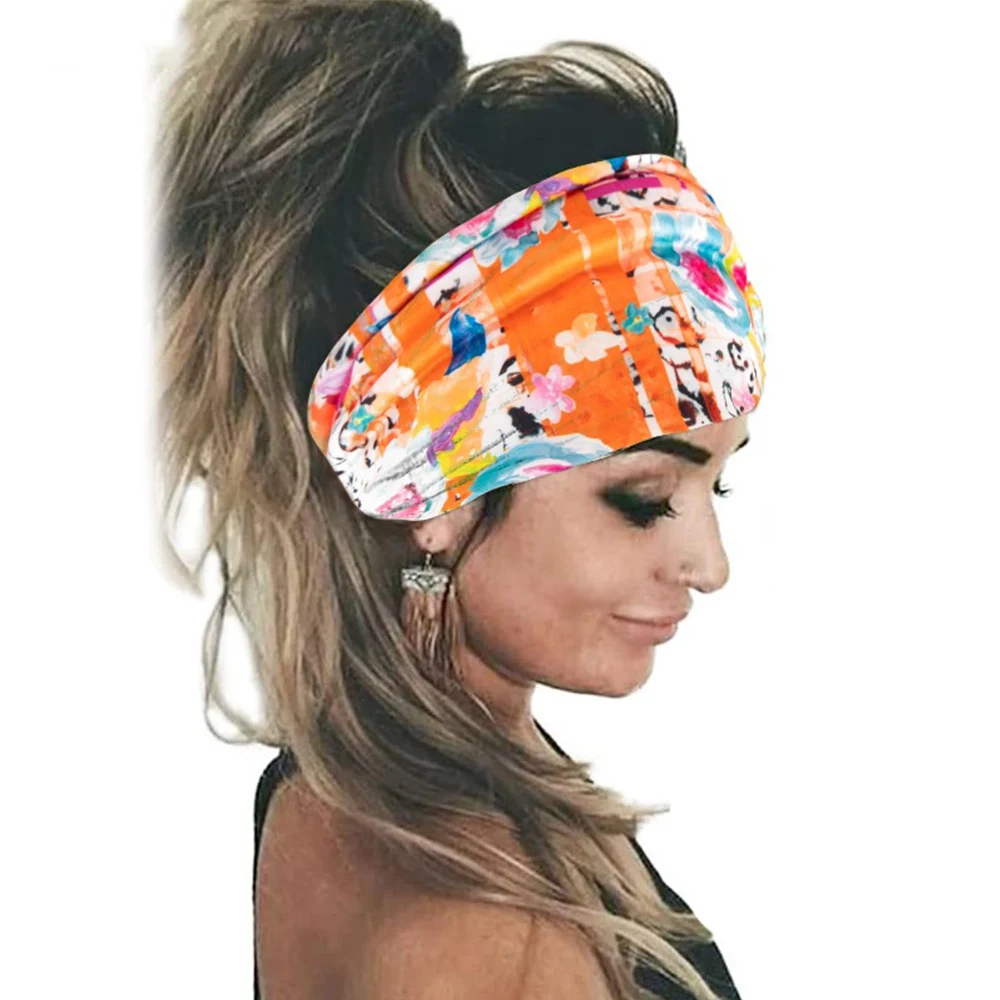 Bohemian Wide Stretch Headbands Women Headwrap Knot Turban Headwear Bandage Fashion Yoga Hairbands Bandana Hair Accessories