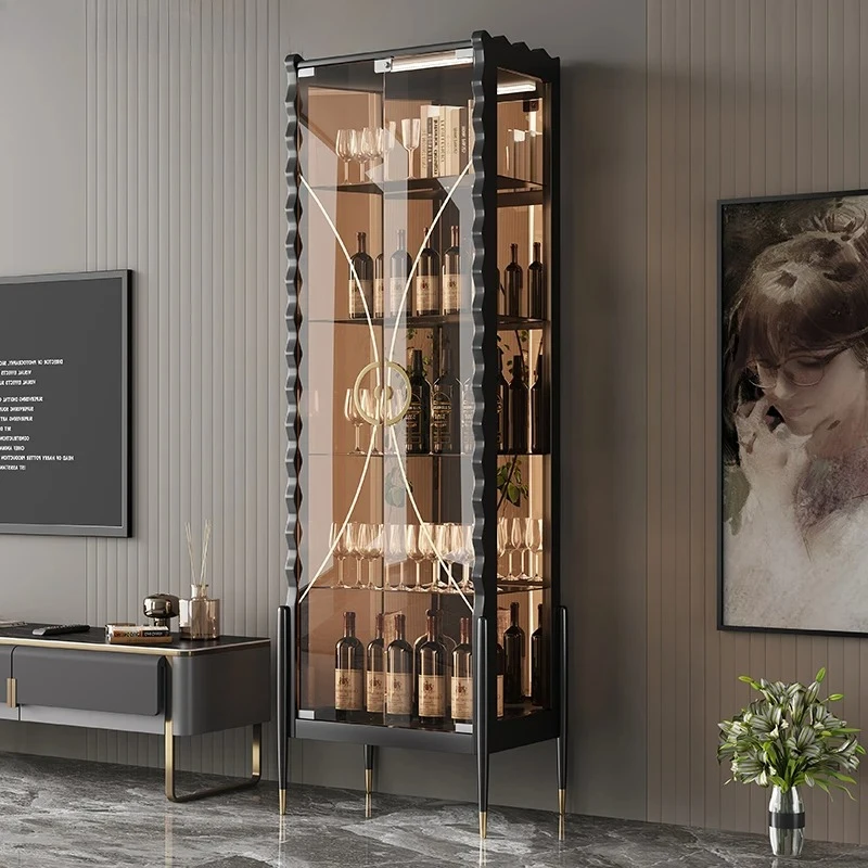 B Light Luxury Household Wine Cabinet Glass Dining Side Showcase Storage Cabinets Figure Display Armario De Ropa Home Furniture