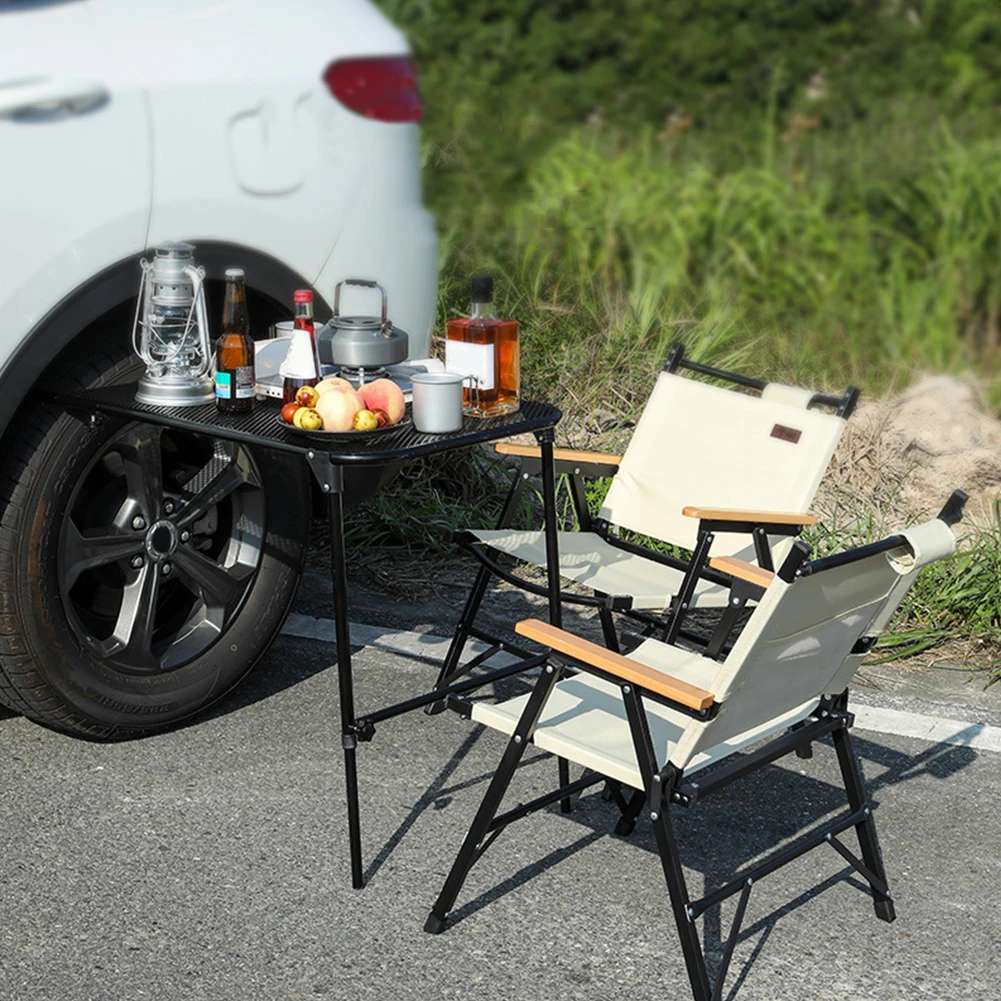 في الهواء الطلق طاولة قابلة للطي قابل للتعديل المحمولة عجلة السيارة الجدول سيارة للطي رفع تخزين الرف الجدول لمخيم نزهة في الهواء الطلق #2