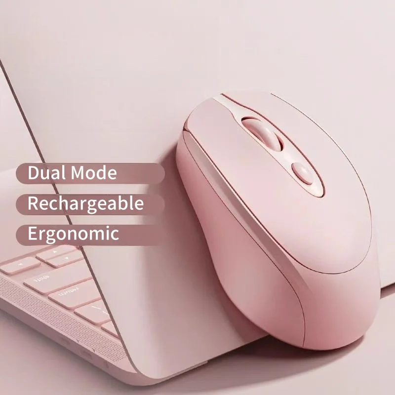 Ratón inalámbrico recargable para ordenador, Mouse inalámbrico Compatible con Bluetooth de 2,4G, USB, silencioso, para PC, portátil, Macbook y tableta