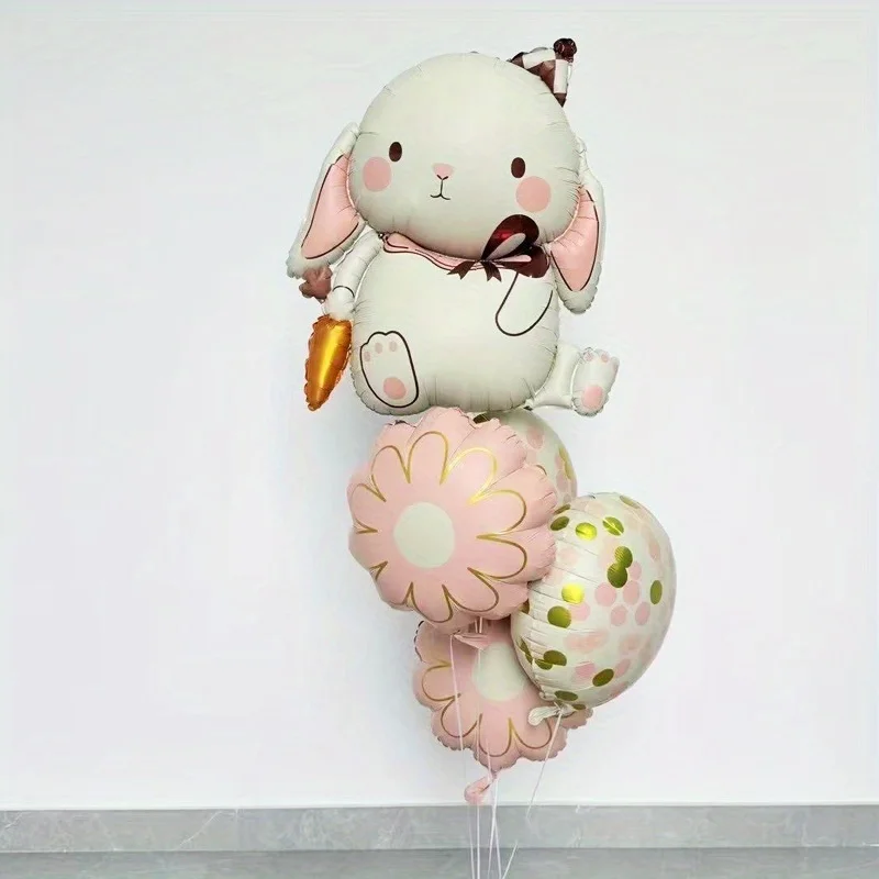 5 Stücke Ostern Niedliche Karotte Hase Rosa Blume Party Dekoration Ballon Baby Dusche Globos Geschenke